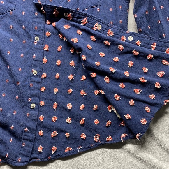 Salt Valley Western Long Sleeve Snap Front Shirt Blue Geometric Print Mens M - Picture 15 of 16